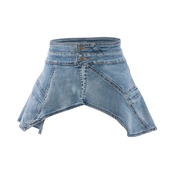 AKIRA Label Somethin Extra Peplum Denim Waist Belt - Picture 2 of 6